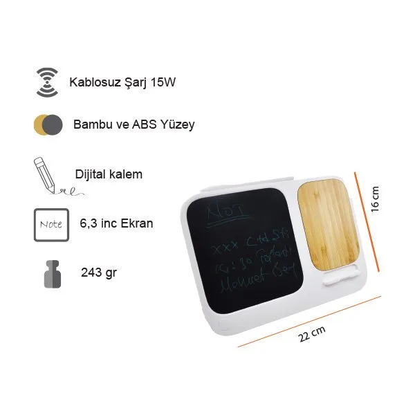 ED204 KABLOSUZ SARJ CİHAZI (BAMBU-LCD YAZIM TABLETİ) — detay