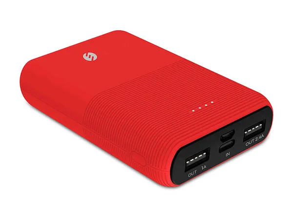 ED286 S-link IP-S110 10000mAh 2*Usb Port+Micro+Type C Powerbank Kırmızı Taşınabilir Pil Şarj Cihazı — detay