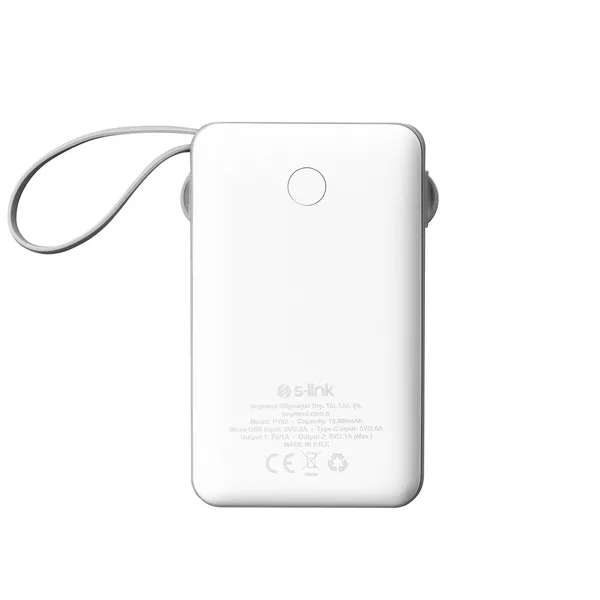 ED277 S-link P102 10000mAh PRM 2*USB+Type-C+Micro+Lightning Beyaz LCD Taşınabilir Pil Şarj Cihazı Powerbank — detay