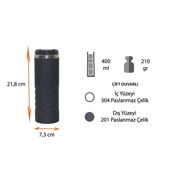 ED13  Termos Tipi Çelik Bardak 400 ml — detay